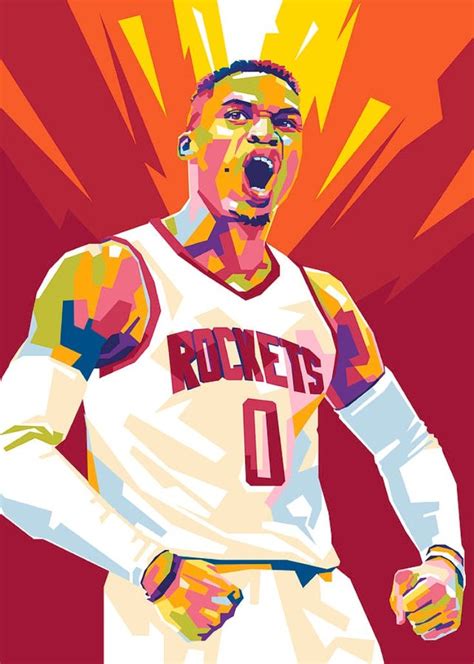 Russell Westbrook Nba Basketball Player Wpap Pop Art Portrait Printed