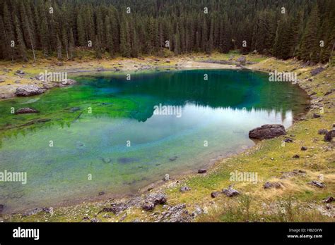 Karersee Coloured Lake In South Tirol Stock Photo Alamy