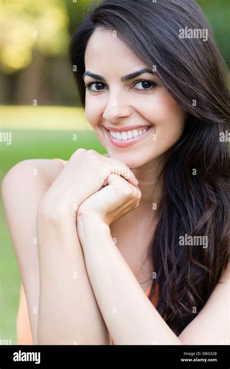 Hispanic Woman Smiling Stock Photo Alamy