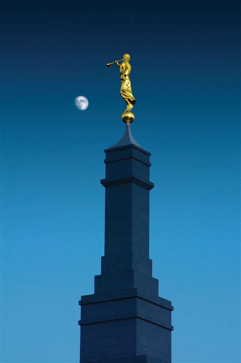 The Spire of the Fresno California Temple at Night