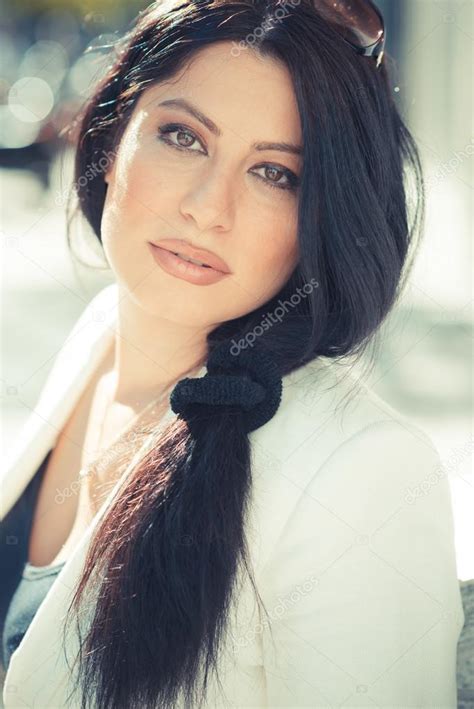 Beautiful Long Black Hair Elegant Business Woman Stock Photo By ©peus