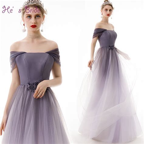 Hes Bride New Fairy Evening Dress For Women Purple Gradient Color A