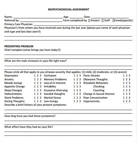 Completed Biopsychosocial Assessment Example Patients