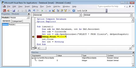 Ms Access Vba Debugging See All Open Dao Recordsets