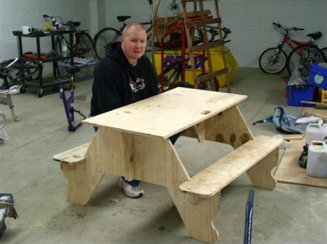 I was leaning towards something simple like a side table or coffee table but jamie wanted to go more complex with a chair. Plywood Picnic Table Plans | Camping | Pinterest | Flats ...