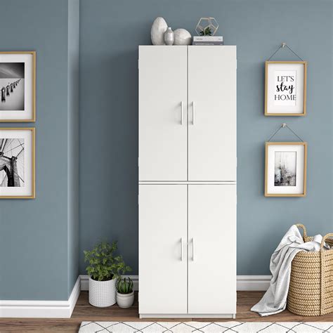 Mainstays 4 Door Storage Cabinet White Stipple Walmart Com Walmart Com