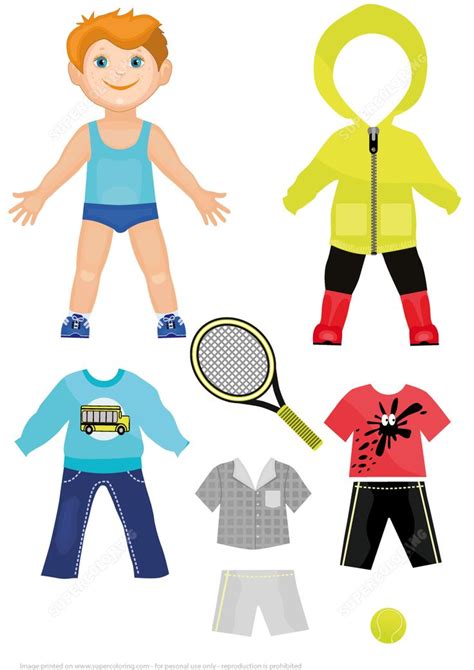 Cute Smiling Boy Paper Doll With A Set Of Urban Clothes Free