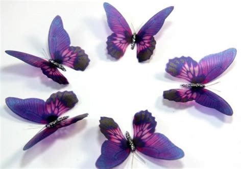 12 Violet Stick On Butterflies Wedding Cake Toppers 3d Wall Art