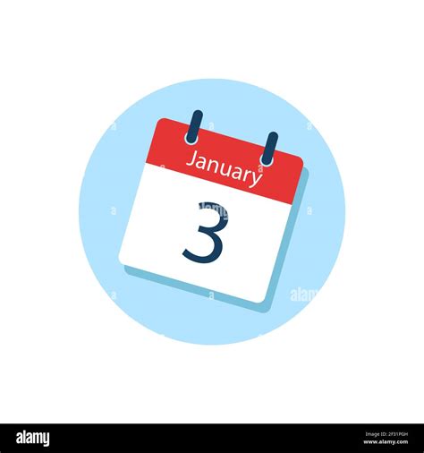 White Daily Calendar Icon 3 January In A Flat Design Style Easy To