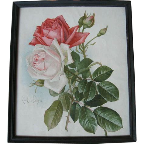 Antique Roses Print Paul De Longpre Bride And American Beauty Roses