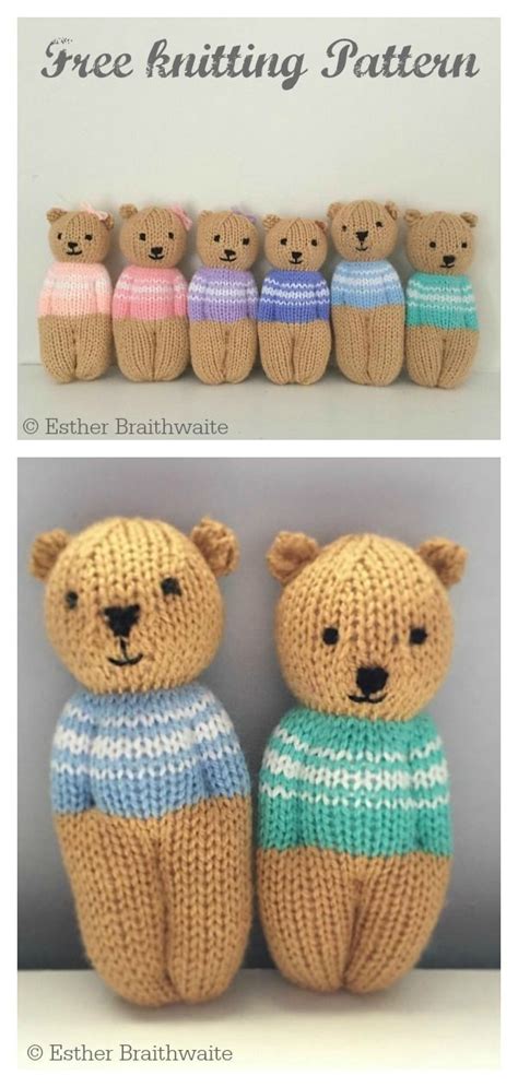 Little Teddy Bear Free Knitting Pattern Knitted Doll Patterns Teddy Bear Knitting Pattern