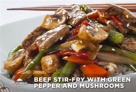 Cuckoo Kitchen Beef Stir Fry With Green Pepper And Mushrooms