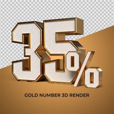 Premium Psd 3d Render Number 35 Percentage Sale Progress Gold