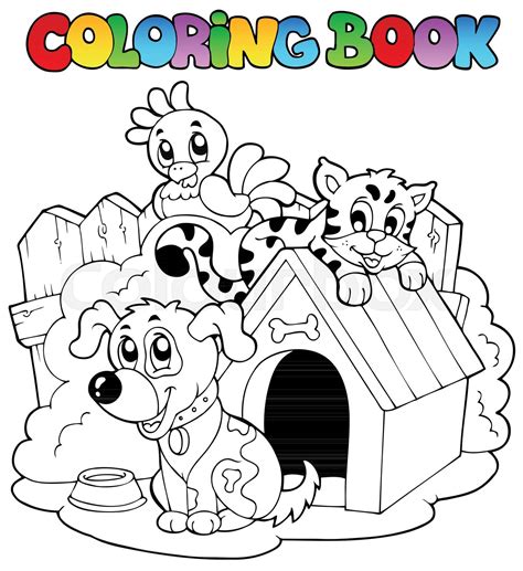 Coloring Book With Domestic Animals Stock Vector Colourbox