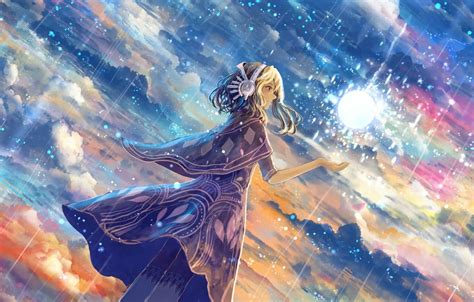 Wallpaper The Sky Girl Clouds Rain Magic Anime Art Bounin Images