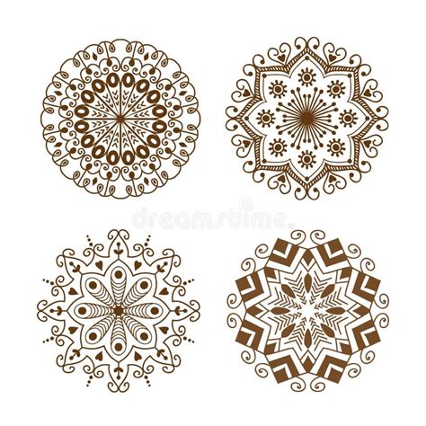 Henna Tattoo Brown Mehndi Flower Template Doodle Ornamental Lace