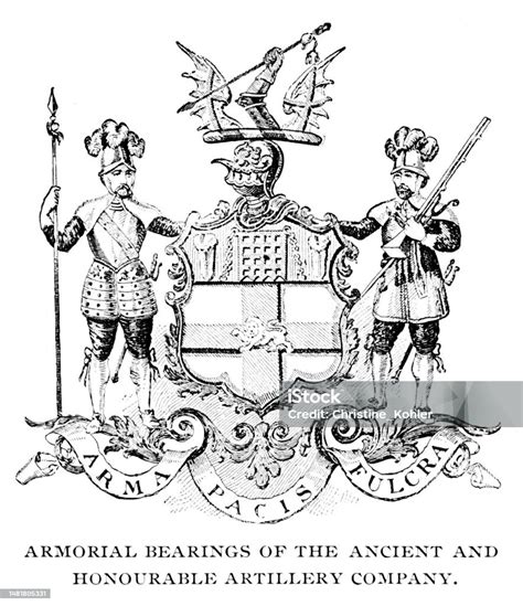 armorial bearings of the ancient and honorable artillery company of london 1897 stock