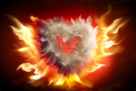 Arts Fire Valentines Day Heart Love Flames Heart Wallpapers Hd