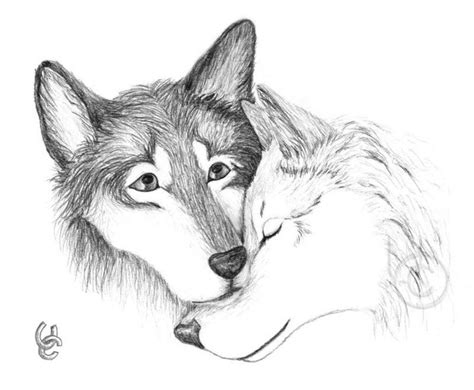 Animal Drawings Art Drawings Hugging Drawing Two Wolves Wolf Pup