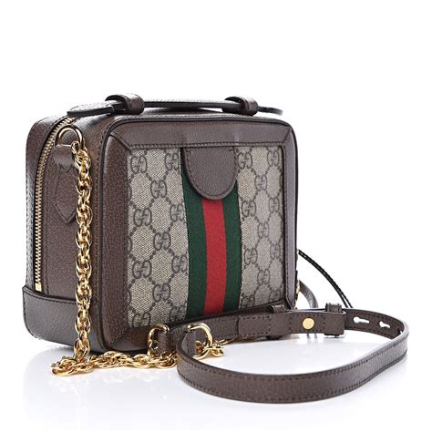 Gucci Gg Supreme Monogram Mini Ophidia Top Handle Bag Brown 521912