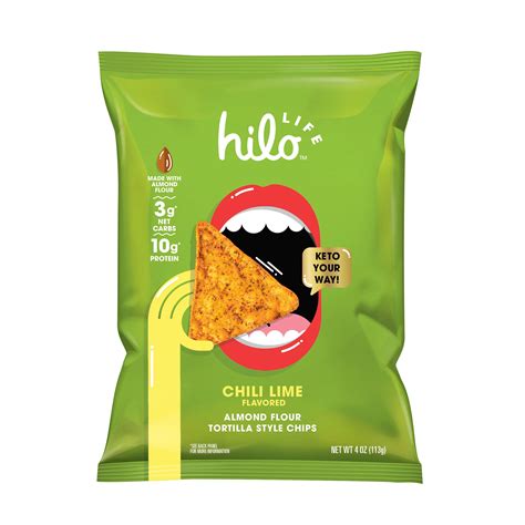 Hilo Life, Chili Lime Flavored, Almond Flour Tortilla Style Chips