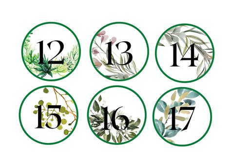 Botanical Table Numbers Printable Downloadable Etsy