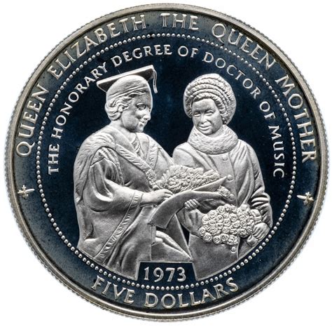 5 Dollars Elizabeth Ii Honorary Degree For The Queen Mother Tuvalu Numista