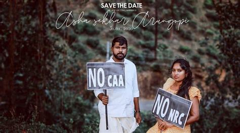 This Kerala Couples Unique Pre Wedding Photoshoot Against Caa And Nrc