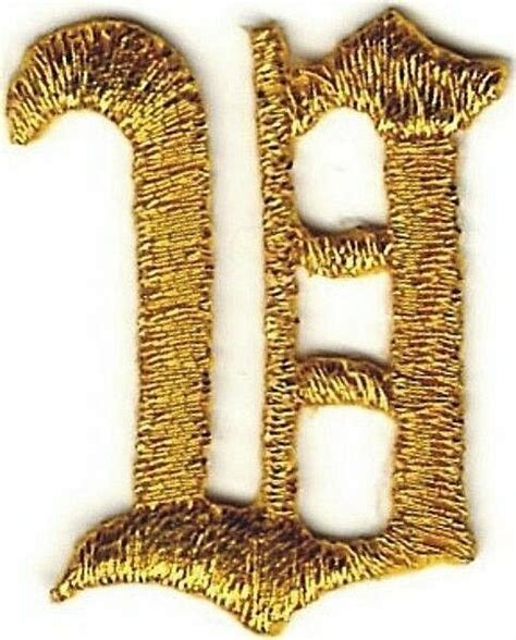 1 18 Fancy Metallic Gold Old English Alphabet Letter V Embroidered