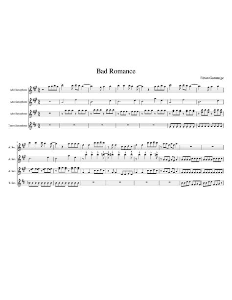Bad Romance Sheet Music For Saxophone Alto Saxophone Tenor Saxophone Ensemble
