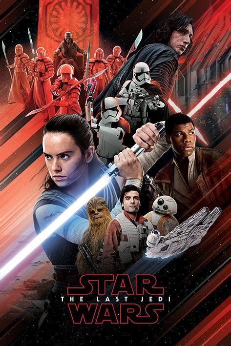Star Wars épisode Viii Les Derniers Jedi Red Montage Poster Affiche Acheter Le Sur