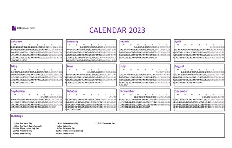 2023 Calendar Excel