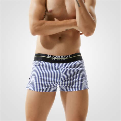 3pk Vertical Stripes Wholesale Seobean Mens 100 Cotton Underwear Low Rise Boxers Loungewear