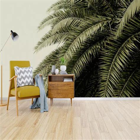 Nordic Modern Wallpaper Mural Tropical Plants Palm Leaves Bvm Home