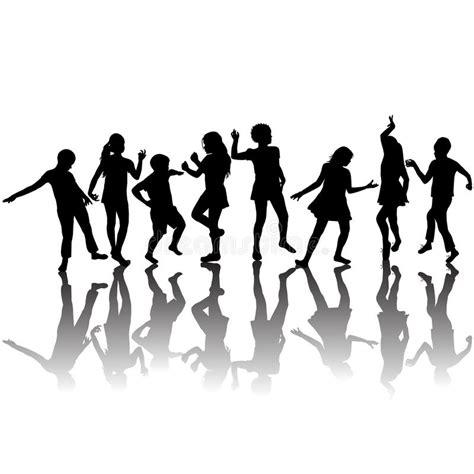 Group Of Children Silhouettes Dancing Stock Vector Illustration Of