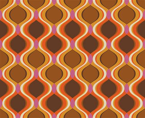 Retro Curves Seamless Pattern 70s 60s Style Wallpaper Texture Digital