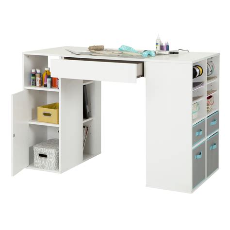 Diy table furniture craft table diy white counters craft room office home craft storage shelves craft tables with storage. South Shore Crea Counter-Height Craft Table with Storage ...