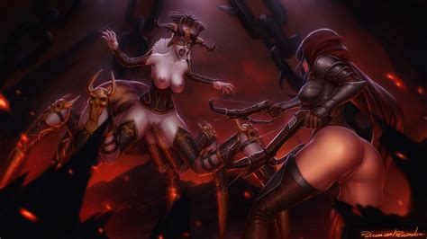 Personal Ami Cydaea Demon Hunter Diablo 3 Headwear Request Highres 2girls Armor