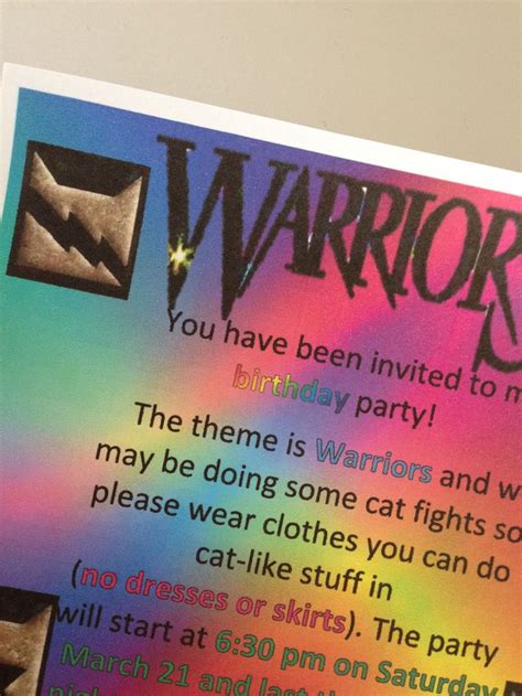 Warrior Cats Cat Birthday Invitations Cat Birthday Party