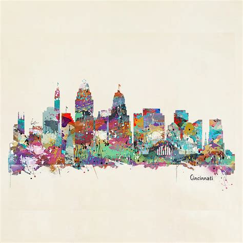 Cincinnati Ohio Skyline Painting By Bri Buckley Fine Art America
