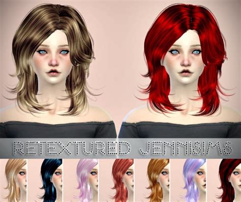 Jenni Sims Hair Retextured 15 Colors Sims 4 Hairs
