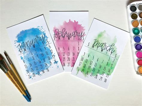 Watercolor 2021 Calendar Hand Painted With Mini Landscapes