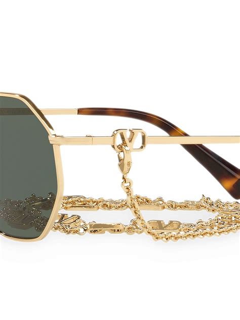 valentino eyewear vlogo geometric frame sunglasses with chain farfetch