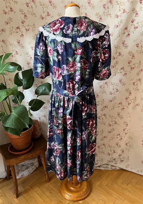 Vintage Cottagecore Laura Ashley Style Dress Big Coll Gem