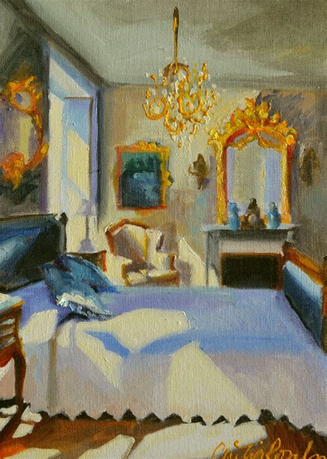Cecilia Rosslee Art Print Of A French Bedroom Original Painting Of An