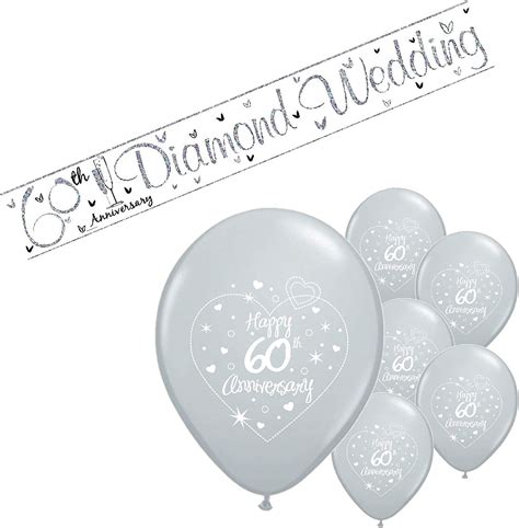 60th Diamond Anniversary Banner And Balloons Party Pack 60th Diamond