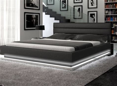 Cage design group created a bed design that's both modern. Contemporary Black Leather Platform Bed with Lights ...
