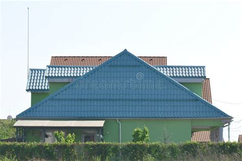 Modern House Blue Roof Stock Photo Image Of Front Luxury 115598914