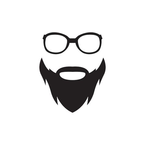 Rosto De Homem Isolado Com Design De Logotipo De Barba E óculos De Sol Ilustração De ícone De