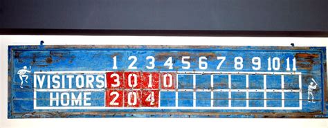 Vintage Baseball Scoreboard Displayed Outdoors Baseball Scoreboard